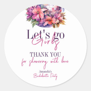 Let's Go Girls Pink Last Disco Bachelorette Party Classic Round Sticker