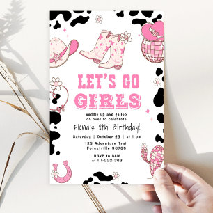 Lets go girls Western cowgirl Birthday Invitation