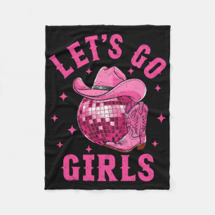 Let's Go Girls Western Cowgirl Boot Hat Disco Bach Fleece Blanket