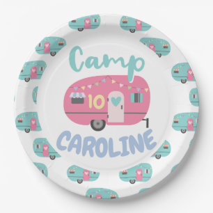 Let's Go Glamping Girly Any Age Birthday Party Paper Plate