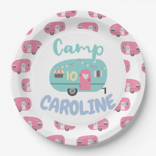 Let's Go Glamping Girly Any Age Birthday Party Paper Plate