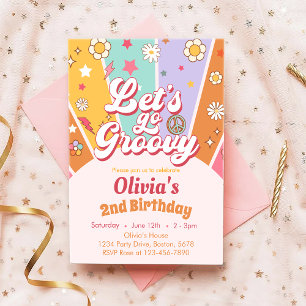 Let's Go Groovy Daisy Boho Birthday Invitation