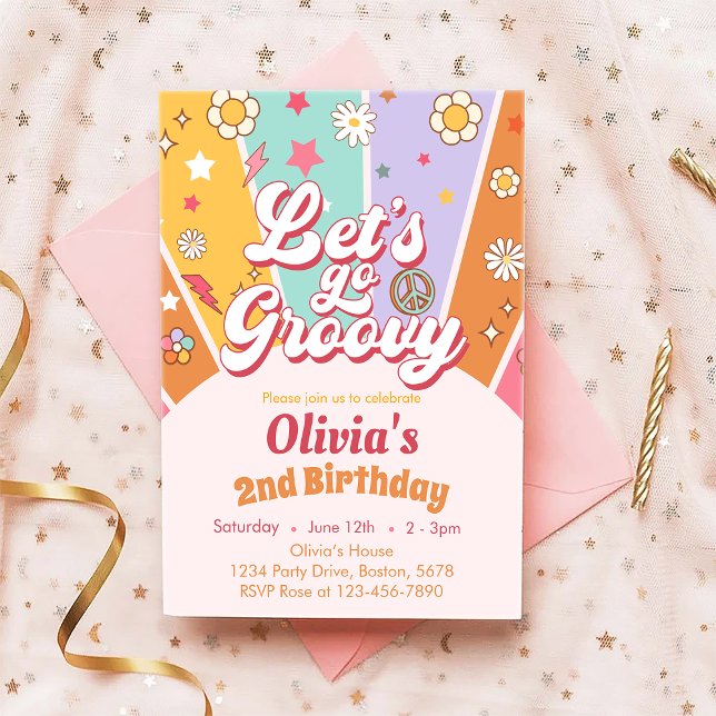 Let's Go Groovy Daisy Boho Birthday Invitation (Creator Uploaded)