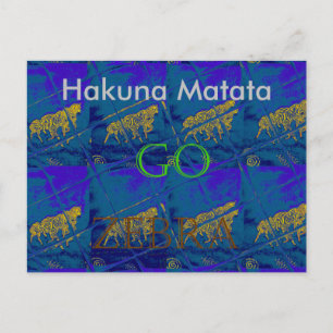 Lets Go Hakuna Matata Zebra Blue Tile Card
