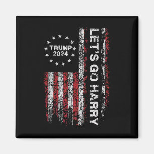 Let's Go Harry Funny Trump 2024 Us Flag Vintage Magnet
