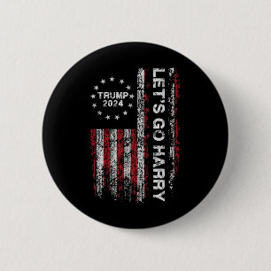 Let's Go Harry Funny Trump Us Flag Vintage  6 Cm Round Badge