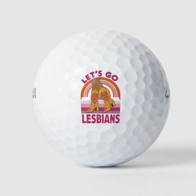 Let's Go Lesbians LGBTQ Pride Month Cowgirl Golf Balls (Front)
