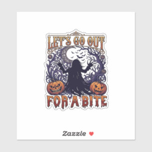 Lets Go Out Bite Ghost Pumpkins Bats Moon