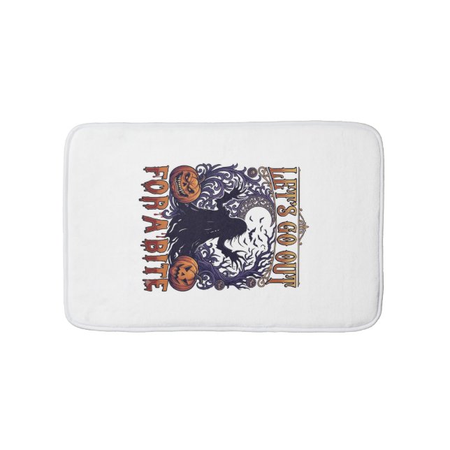 Lets Go Out Bite Ghost Pumpkins Bats Moon Bath Mat (Front)