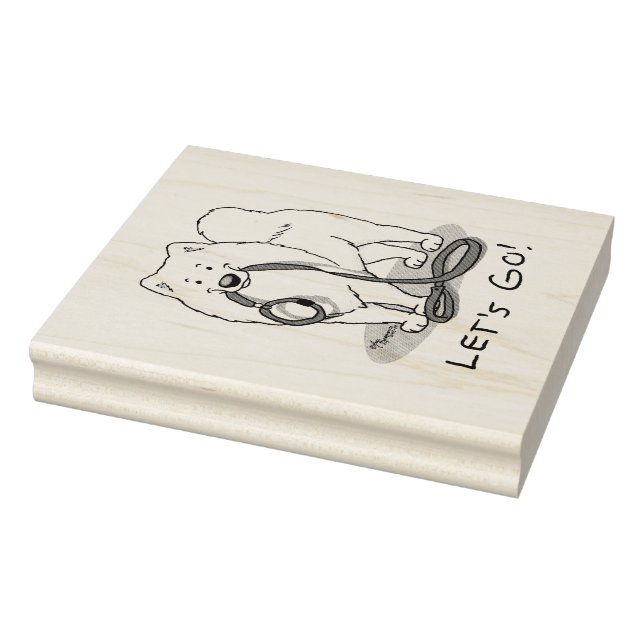Let's Go! Samoyed & leash Rubber Stamp (Stamp)