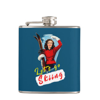 Let's go skiing hip flask
