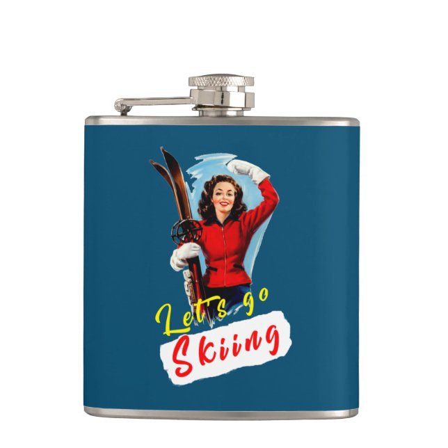 Let's go skiing hip flask (Front)