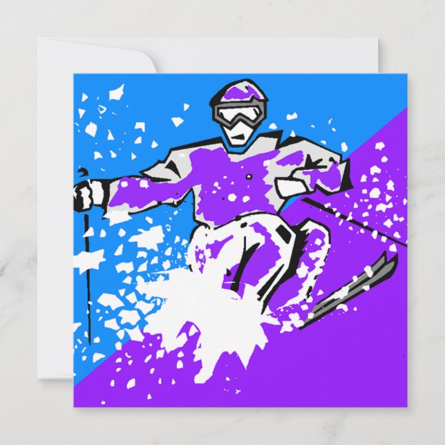 "LET'S GO SKIING" modern style skiing Invitation (Front)