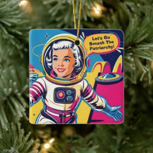 Let's Go Smash The Patriarchy Feminist Ceramic Ornament