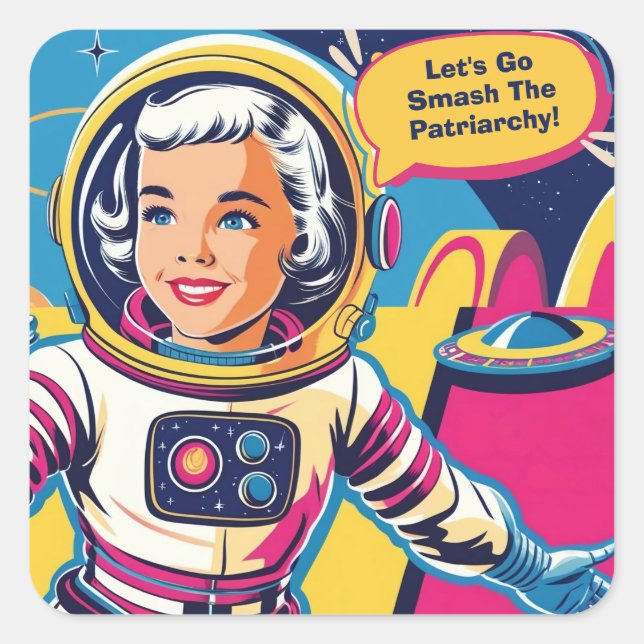 Let's Go Smash The Patriarchy Feminist Square Sticker (Front)