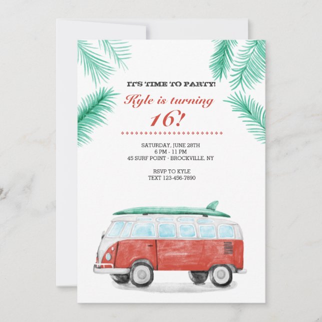 Let's Go Surfing Invitation (Front)