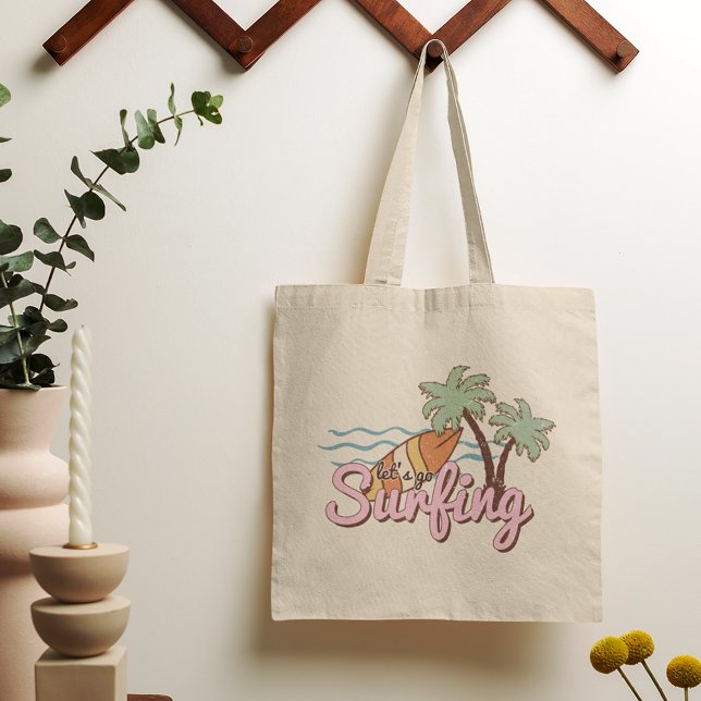 Let's Go Surfing Summer Surf Board Tote Bag (Creator Uploaded)