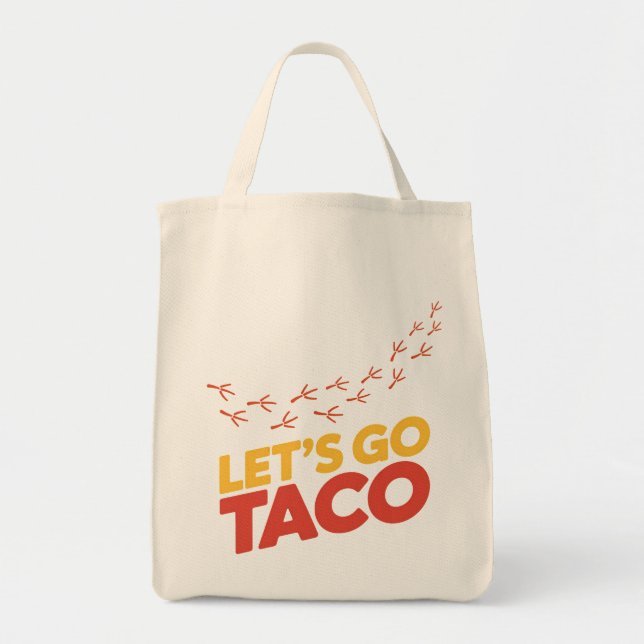 Let's Go TACO Chicken Footprints Tote Bag (Front)