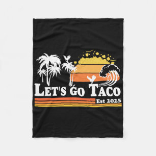 Let's Go Taco Est 2025 Retro Chickens Out T.a.c.o Fleece Blanket
