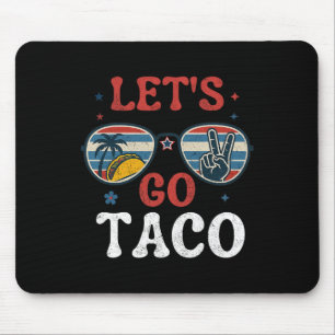 Let's Go Taco Retro Peace Sungles Summer Vibes Mouse Pad