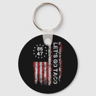 Let's Go Taco Us Flag Men Women  Key Ring