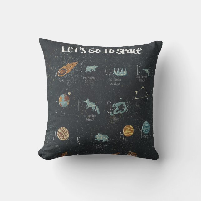 Let's Go To Space Alphabet Poster Cushion (Front)