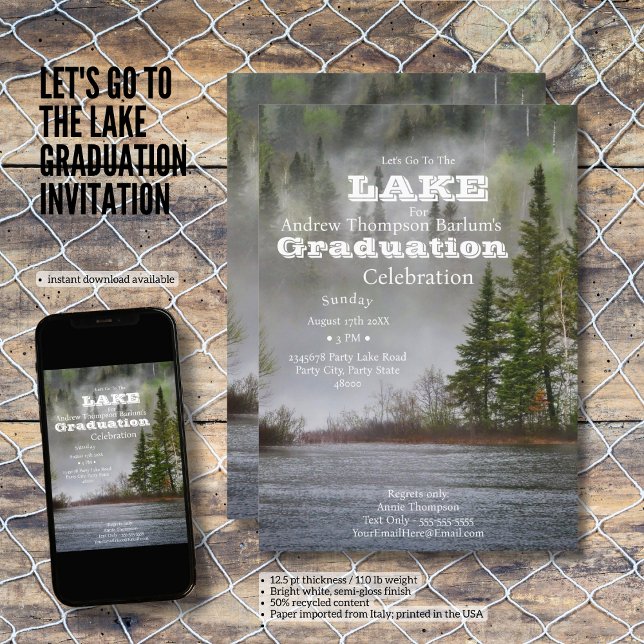 Let's Go To The Lake Graduation  Invitation (Let's Go To The Lake Graduation Invitation)