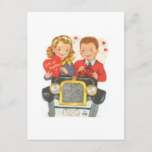 Lets Go Together Valentine Holiday Postcard