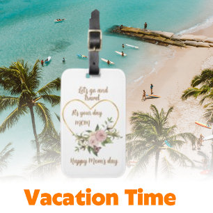 Let's go & travel, Pink Floral Decor Accessories Luggage Tag