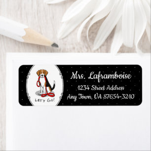 Let's Go! (walk) Beagle Dog (tri color 3) Cute Return Address Label