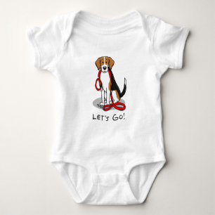 Let's Go! (walk) Beagle Dog (tri colour 3) Cute Baby Bodysuit