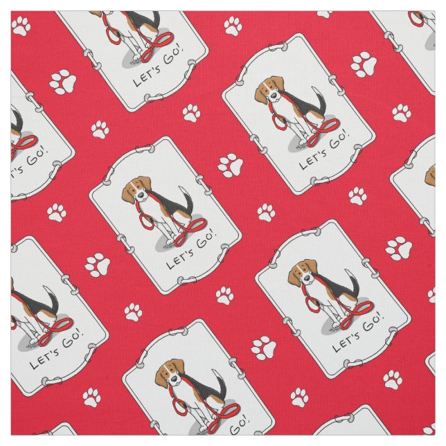 Let's Go! (walk) Beagle Dog (tri colour 3) Cute Fabric (Swatch)
