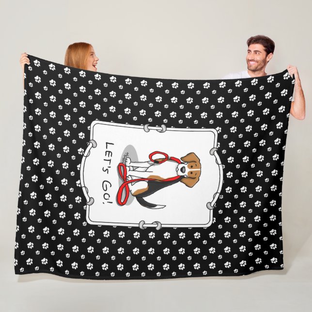 Let's Go! (walk) Beagle Dog (tri colour 3) Cute Fleece Blanket (In Situ)