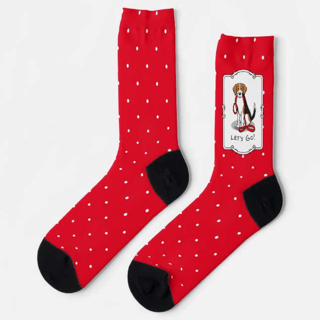 Let's Go! (walk) Beagle Dog (tri colour 3) Cute fu Socks (Left)