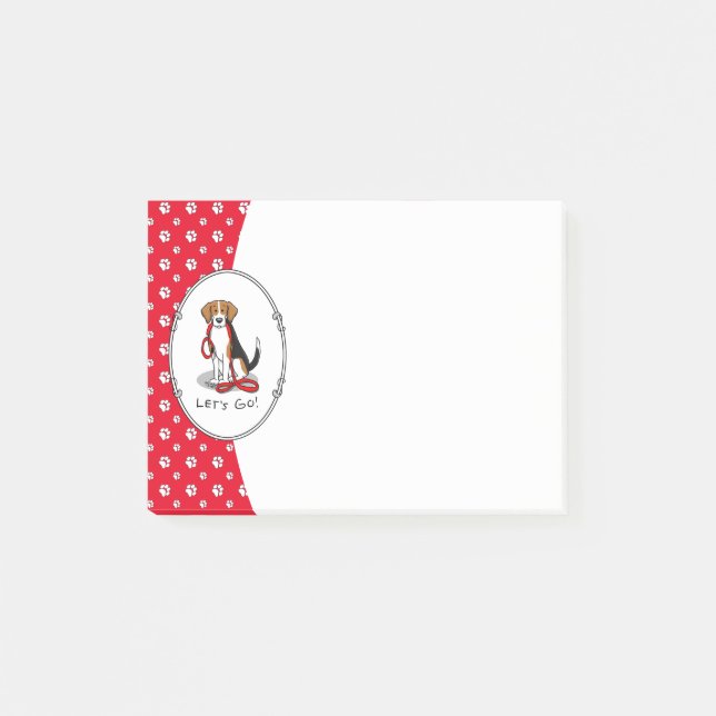 Let's Go! (walk) Beagle Dog (tri colour 3) Cute Post-it Notes (Front)