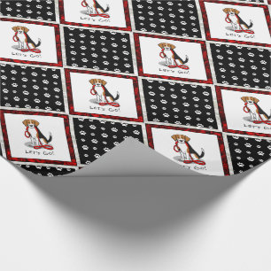 Let's Go! (walk) Beagle Dog (tri colour 3) Cute Wrapping Paper