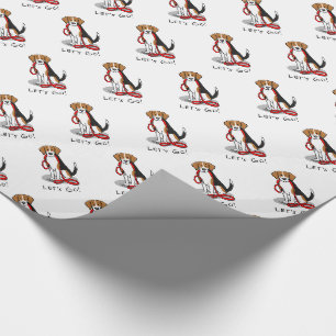 Let's Go! (walk) Beagle Dog (tri colour 3) Cute Wrapping Paper