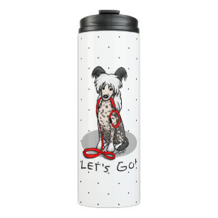 Let's Go! Walk Chinese Crested Dog (hl blk wh 1) Thermal Tumbler