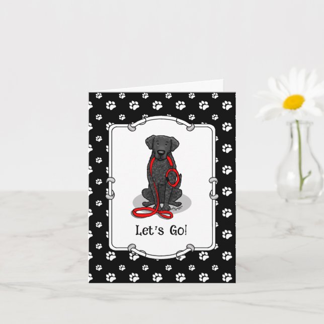 Let's Go! Walk Curly-Coated Retriever Dog (black) Card (Small Plant)
