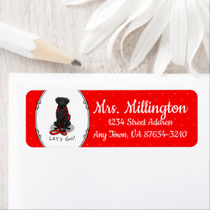 Let's Go! Walk Curly-Coated Retriever Dog (black) Return Address Label