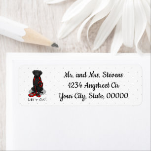 Let's Go! Walk Curly-Coated Retriever Dog (black) Return Address Label