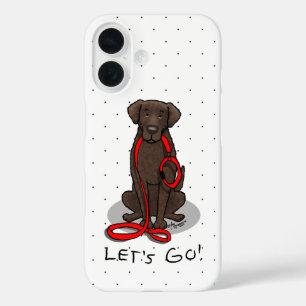 Let's Go! Walk Curly-Coated Retriever Dog (liver) iPhone 16 Case