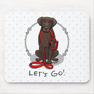 Let's Go! Walk Curly-Coated Retriever Dog (liver) Mouse Pad