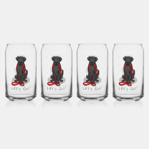 Let's Go! Walk Flat-Coated Retriever Dog (black) Can Glass