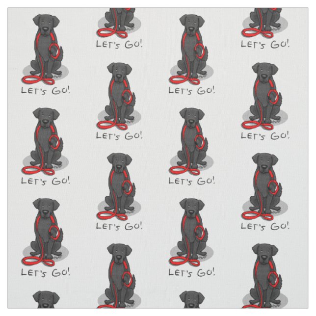 Let's Go! Walk Flat-Coated Retriever Dog (black) Fabric (Swatch)
