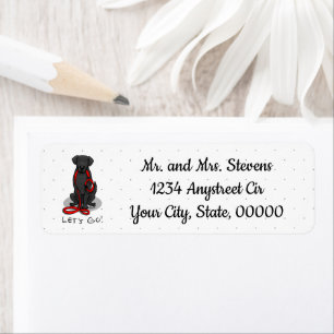 Let's Go! Walk Flat-Coated Retriever Dog (black) Return Address Label