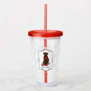Let's Go! Walk Flat-Coated Retriever Dog (liver) Acrylic Tumbler
