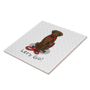 Let's Go! Walk Flat-Coated Retriever Dog (liver) Ceramic Tile
