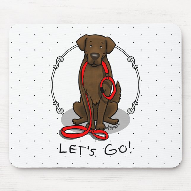 Let's Go! Walk Flat-Coated Retriever Dog (liver) Mouse Pad (Front)