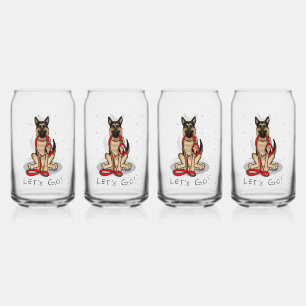 Let's Go! Walk German Shepherd Dog (black tan) Can Glass